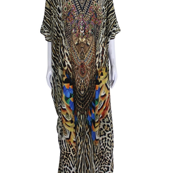Animal Print Kaftan-Leopard Print Kaftan Dress New - Picture 2 of 5